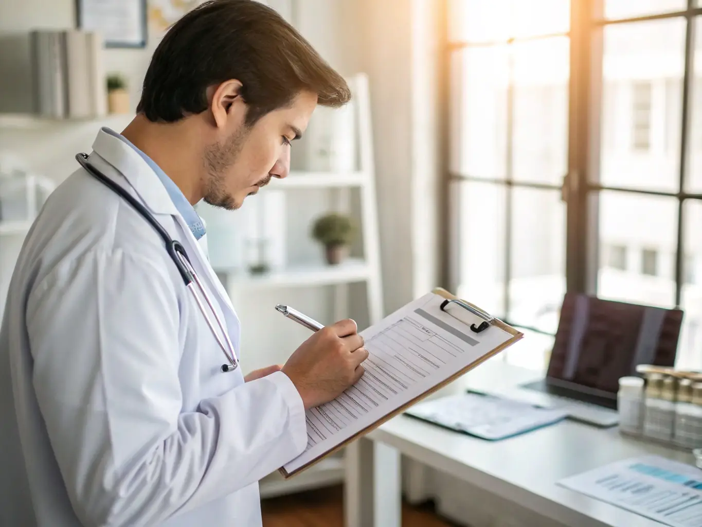 An OncoRace regulatory expert reviewing compliance documents, ensuring adherence to the highest standards and regulations.