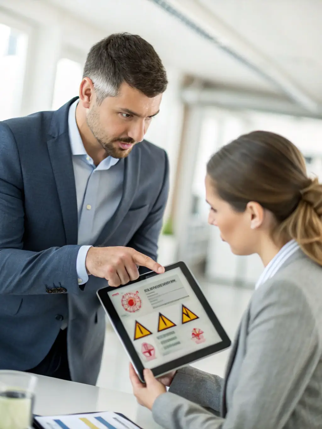 A radiation safety expert reviewing shielding plans for a theranostics suite, highlighting the importance of safety in handling radioactive materials.